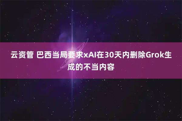 云资管 巴西当局要求xAI在30天内删除Grok生成的不当内容
